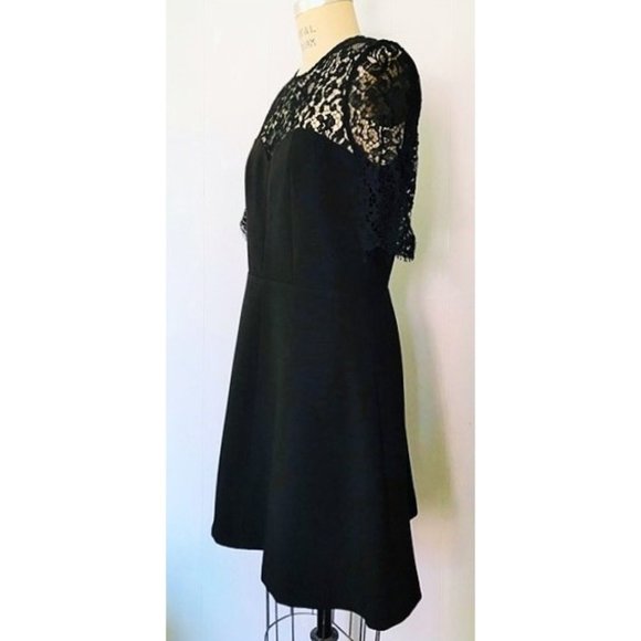 BA&SH Black Lace Open Back Verlaine Dress 10 NWT Elegant Coquette Cocktail Party - Picture 5 of 15